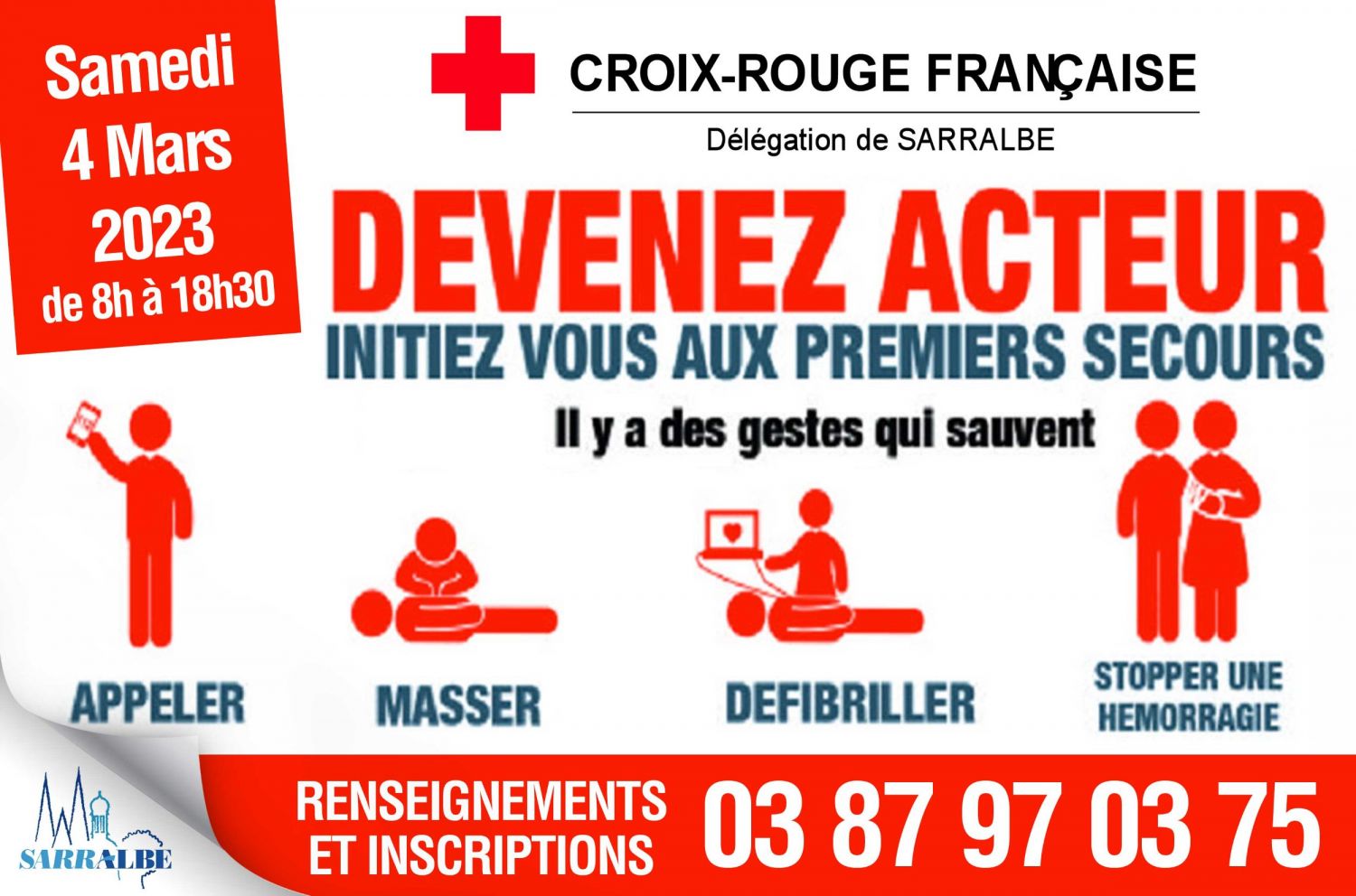Croix-Rouge de Sarralbe - Formation Prévention et Secours Civiques de niveau 1 (PSC1) et Initiation à la Réduction des Risques (IRR)