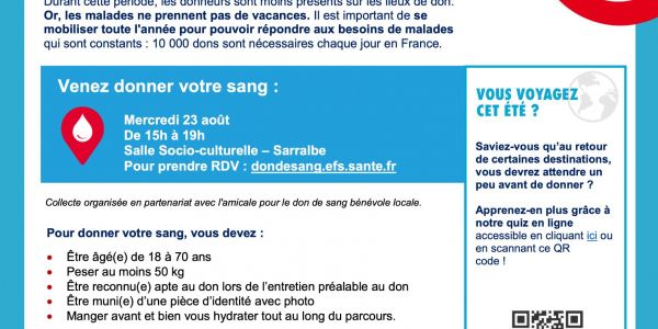 Collecte de sang à Sarralbe