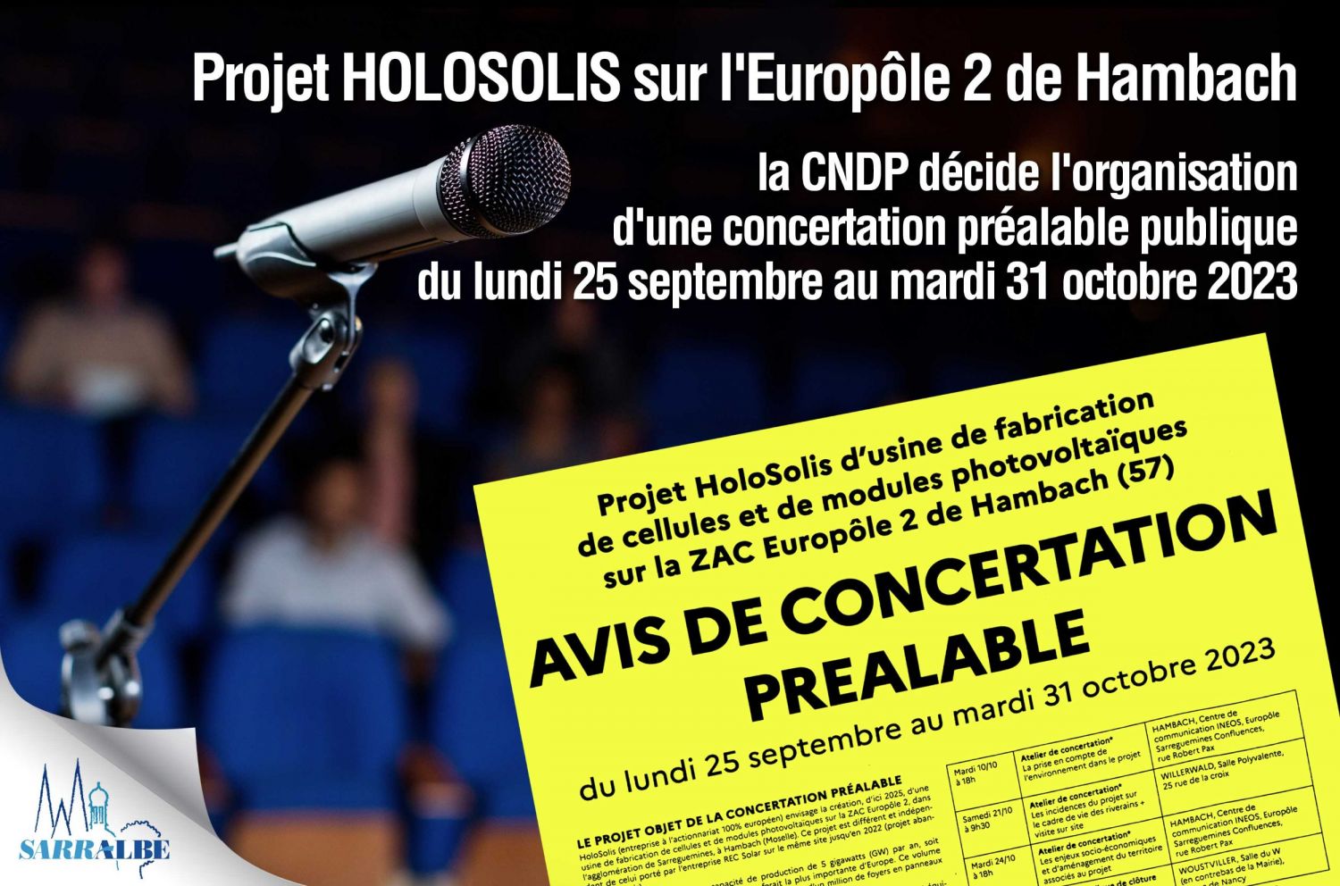 Projet HOLOSOLIS sur l'Europôle 2 de Hambach - AVIS DE CONCERTATION PRÉALABLE