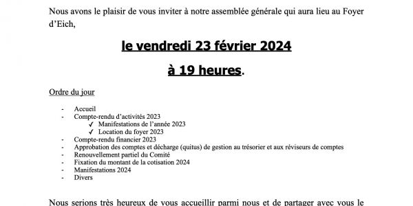 Le foyer d'Eich fait son AG