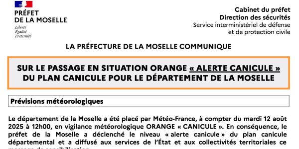 Vigilance météorologique ORANGE « canicule »