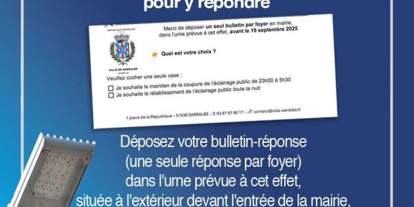 Décidons ensemble de l’avenir de l’éclairage public de Sarralbe