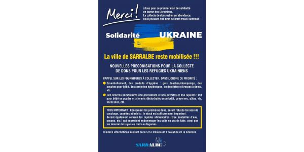 SOLIDARITÉ UKRAINE : La ville de Sarralbe reste mobilisée !!! SOLIDARITÉ UKRAINE : La ville de Sarralbe reste mobilisée !!!