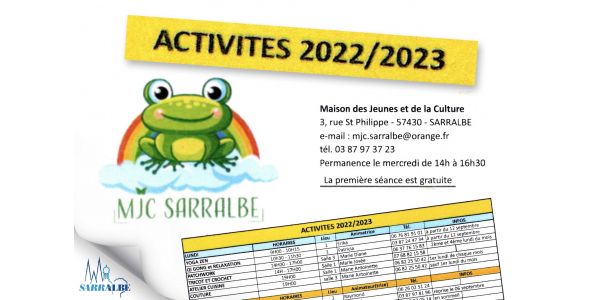 Les activités de la M.J.C. SARRALBE redémarrent Les activités de la M.J.C. SARRALBE redémarrent