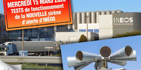 TEST DE BON FONCTIONNEMENT : Une NOUVELLE sirène sur la plateforme d’INÉOS va retentir ce mercredi 15 mars 2023 TEST DE BON FONCTIONNEMENT : Une NOUVELLE sirène sur la plateforme d’INÉOS va retentir ce mercredi 15 mars 2023
